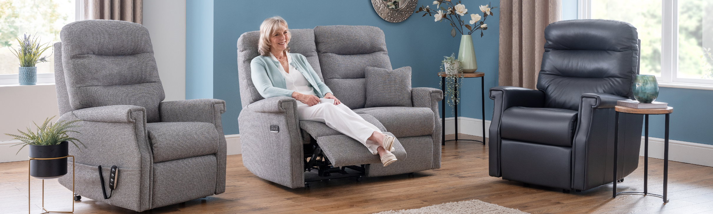 2 Seater Fabric Manual Recliners