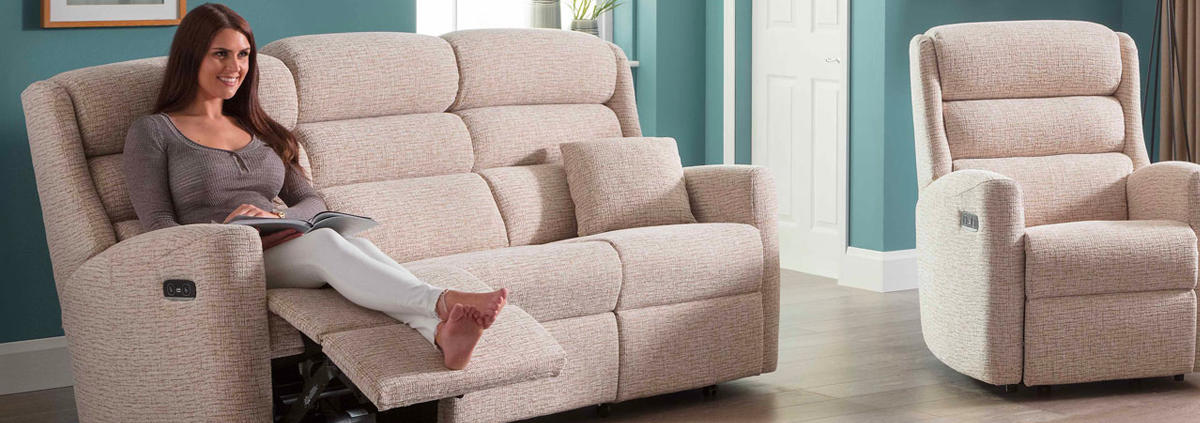Fabric 3 Power Recliner Seater Sofas