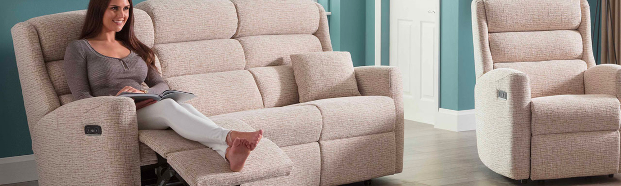 3 Seater Fabric Manual Recliners