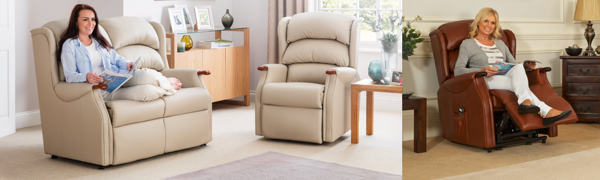 Leather 2 Seater Recliner Sofas